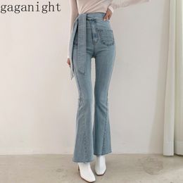 Gaganight Vintage Women Fashion Jeans Flare Pants Spring Autumn Slim Plus Size Denim Trousers Korean Chic High Waist Pant 210519