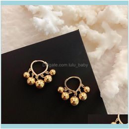 Hoop Earrings Jewelryhoop & Hie Three-Nsional Love Metal Ball Tassel Earring For Women Pendant Plated Gold Charm Couple Jewelry Korea Ear Ri