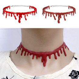 vampire necklace blood UK - 1pc Halloween Decoration Horror Blood Drip Necklace Fake Blood Vampire Fancy Joker Choker Costume Necklaces Party Accessories Y0827