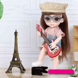 Arrival 13 Moveable Jointed 16cm Dolls 1/12 Bjd Doll Dress Up with Clothes Shoes Glasses Dolls Toy for Girls Gift 210923