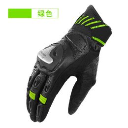 Motorcycle Gloves Perforated Real Leather Summer Breathable Moto Gloves Protective Gears Motocross Glove Gants De Moto H1022