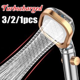 Rainfall Turbo Shower Head Turbocharged High Pressure Water Saving Spray Shower Head Hose Holder Waterfall SPA Massage Bath Set H1209