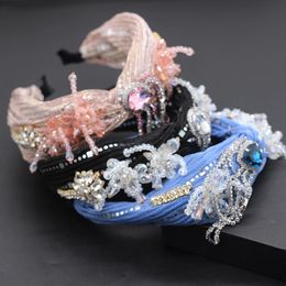 Beautiful And Exaggerated Rhinestone Headband Lace Crystal Fringed Fabric Baroque Woven Headdress 544 Hair Clips & Barrettes