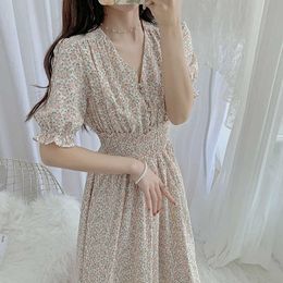 Mozuleva Summer V-neck Short Sleeve Waist Slim Cute Sweet Kawaii Japanese Korean Style Dresses 210706