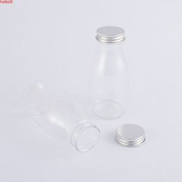 Wholesale and retail 300ml 20pcs/lot clear aluminum screw cap PET bottle 300 cc empty bath salt / milk plastic cosmetic bottlesgoods