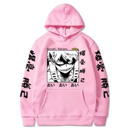 Anime My Hero Academia Hoodie Harajuku Streetwear Bakugou Katsuki Anime Sweatshirt Clothes Unisex Y0803