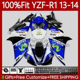 OEM Fairings Kit For YAMAHA YZF-R1 YZF R 1 YZF1000 2013-2014 MOTO Bodywork 97No.118 1000CC YZF R1 1000 CC YZFR1 13 14 Movistar Blue YZF-1000 2013 2014 Injection Mould Body