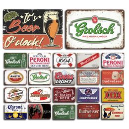 2021 Funny Classic Beer Poster Iron Painting Retro Peroni Bacardi Metal Tin Signs Mojito Martini CUBA LIBRE Cocktail Plaque Pub Man Cave Bar Art Stickers Wall Decor