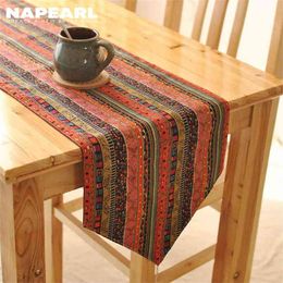 NAPEARL Classic Style Exotic Table Decoration Fashion TV Cabinet Runner Flag Linen Fabrics 210628