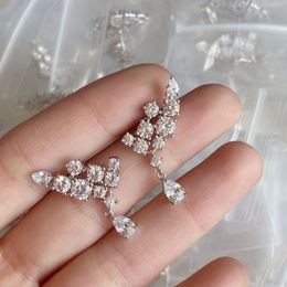 Luxury Brand 925 Sterling Silver Wing Elegant Full Diamond Stud Zircons Earrings For Women Gift