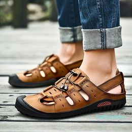 Sandals Men's For Men Wearing Summer Footwear Genuine Leather Mens Outdoor Soft Sole Breathable