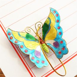 Cloisonne Enamel Filigree Colourful Butterfly Pendants Ornaments Home Decorations Christmas Tree Hanging Decor Charms Gift with Box