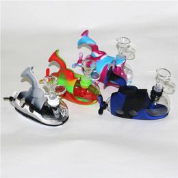 Smoking hookahs Glass Water Pipes bong unique Tobacco kits dab rigs silicone bongs with bowl silicon downstem reclaim ash catchers