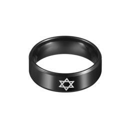 2021 Black Stainless Steel Pentagram David Star Ring Men Women Wedding Band Bridal Metal Supernature Punk Jewellery Gift