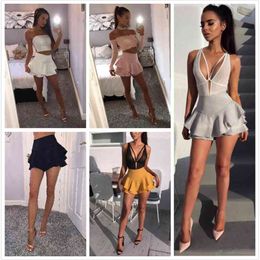 Solid High Waist Shorts Women Summer Layered Ruffled Frill Feemes Brief Slim Elegant Fashion Mini Skirt Short 210517