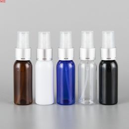 30ML X 50 Brown White Black Silver Collar Spray Pump Plastic Bottles Empty PET Perfume Bottle 30cc Travel Cosmetic Containerhigh quatity