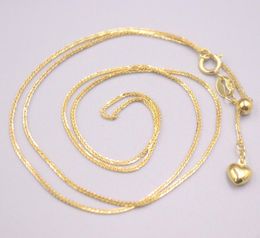 Real 18K Yellow Gold Necklace Women's Wheat Female 45cm/18inch Gift Thin Neckalce Jewellery Heart Chain Adjustable