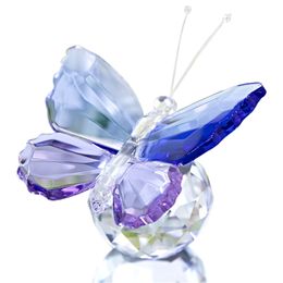 H&D Crystal Cut Butterfly Figurine Glass Animal Ornament Collectible Decoration for Office Table Home Bedroom Wedding Favours 210811