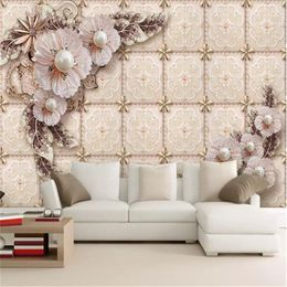 Home Decor Wallpaper 3d Luxurious And Delicat Jewellery Flowers Living Room TV Background Bound Wall Painting Wallpapers