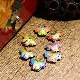 10pcs Cute Enamel Butterfly Loose Bead DIY Cloisonne Filigree Jewelry Making Wholesale Accessories Necklace Bracelet Earrings