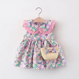 Summer Infant Baby Dresses for Girls Beach Print Flower Sundress Newborn Clothes Princess Sleeveless Dress Baby Clothing Outfits Q0716