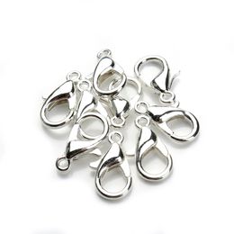 400Pcs 10 12 14 16mm Silver Plated Alloy Lobster Clasp Hooks Fashion Jewellery Findings For DIY Bracelet Chain Necklace242Y