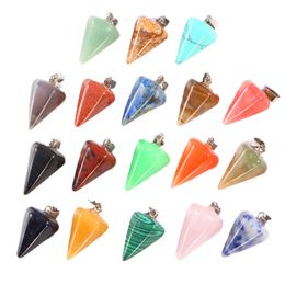 Natural Crystal Opal Rose Quartz Tiger's Eye Stone Charms Cone Shape Pendant For DIY pendulum Earrings Necklace Jewelry Making
