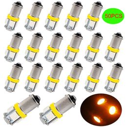 50Pcs Yellow BA9S 5050 5SMD Car LED Bulbs Clearance Wedge Lights Auto Instrument Licence Plate Lamp Side Maker Light DC 12V