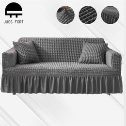 1/2/3/4-Seater Sofa Cover With Skirt All-inclusive Elastic Couch Slipcovers for Living Room Furniture Decor Armchair Protector 211116