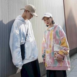 Couple wear hoodies niche design sense autumn Korean tie-dye sweatshirt men's trendy spring and thin jacket 210526