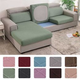 Jacquard Solid Colour Sofa Seat Cover Stretch Elastic Cushion Protector Home Furniture Slipcover Couch 211116