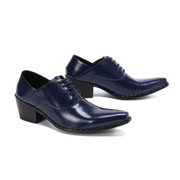 Handmade Mens High Heels Wedding Oxford Shoes Black Khaki Genuine Leather Men's Dress Shoes Business Formal Shoes For Men