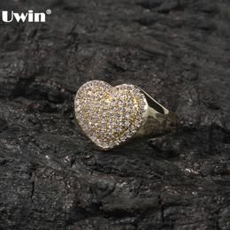 UWIN Heart for Women Pave Setting AAA Iced Out Cubic Zirconia Rings Rose Gold Fashion Jewelry 2021 Drop