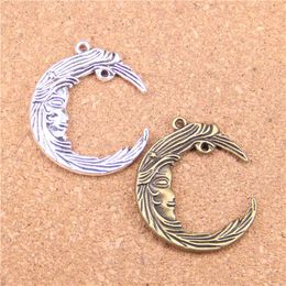 18pcs Antique Silver Bronze Plated man in the moon face Charms Pendant DIY Necklace Bracelet Bangle Findings 38*32mm