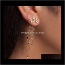 Dangle Chandelier Drop Delivery 2021 Women Fashion Tassel Star Pendant Earring Gold & Sier Color Stylish Crystal Long Earrings Fine Jewelry G