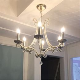 Chandeliers American Country Living Room Crystal Chandelier Art French Restaurant El Lamps Retro Candle Bedroom Decoration Light Fixtures