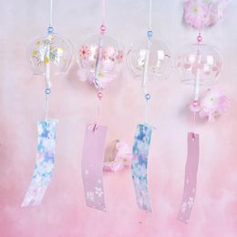 Decorative Figurines Objects & Japanese Style Glass Wind Chimes Hanging Craft Bell Home Decors Sakura PatternDecorative