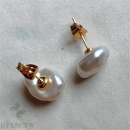 Fashion white Colour Baroque Pearl 18K Gold Earrings Cultivation Jewellery Aurora Bead Personality Mesmerising Diy Noble
