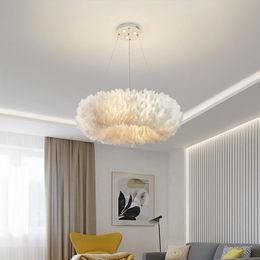 Pendant Lamps Art Decor Feather LED Lighting Modern Bedroom Lamp Decoration Light Fixture Lusters Luminaire LamparaPendant