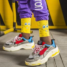 Men's Socks Unisex Cotton Cartoon Korean Style Fun Combed Women Sports Funny Couple Happy Men