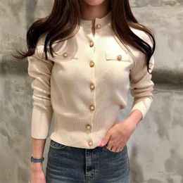 JMPRS Fashion Women Cardigan Sweater Spring Knitted Long Sleeve Short Coat Casual Single Breasted Korean Slim Chic Ladies Top 211217