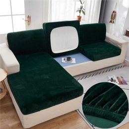 Soft Velvet Sofa Seat Cushion Cover Home Decor Solid Color Protective Anti-slip Slipcover Couch 210723