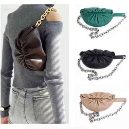 Sier Metal Small Pouch Belt Purse for Women Golden Chain Dumpling Female Trend Cloud Waist Dropshipping Bag