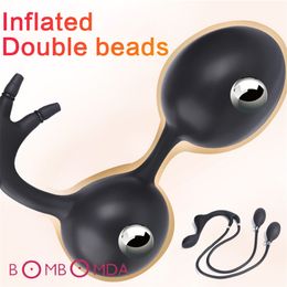 Anal Plug Inflatable Butt Beads Gay Expandable Large Dildo Pump Prostate Massage Sex Toys for Women Men Silicone Anus Dilator Y201118