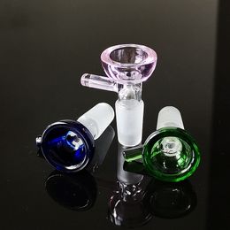 Heady Glass Bowl Funnel Smoking Accessories 14mm 18mm Male Joint Bong Bowls Colorful Handle Dry Herb Tobacco Tool HSB003