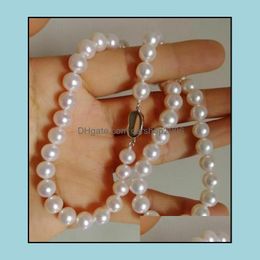 Beaded Necklaces & Pendants Jewelry 8-9Mm White Natural Pearl Necklace 19Inch Womens Gift Drop Delivery 2021 Kijns