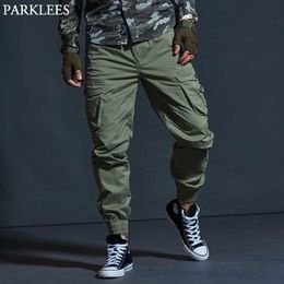 Men's Outdoor Cotton Cargo Jogger Pants Casual Military Army Combat Work Ski Hiking Pants with Multi Pockets Pantalon Homme 38 210522