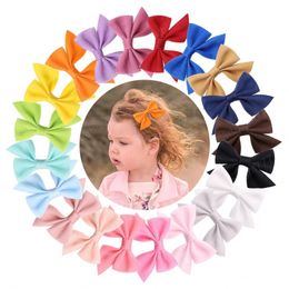 2Pcs/lot Sweet Solid Colours Silk Bowknot Hairpins For Cute Girls Handmade Hair Clips Boutique Barrettes Kids Hair Accessories