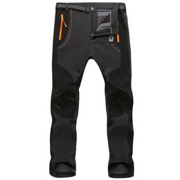 Pantaloni in pile spessi autunno inverno Uomo Outdoor Pantaloni caldi impermeabili antivento e traspiranti Soft Shell Pantaloni sportivi da trekking 210616