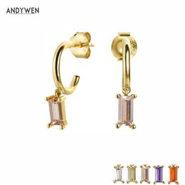 ANDYWEN 925 Sterling Silver Gold Champagne Circle Hoop Ohrringe Women Earring Design Fashionable luxury Jewelry 210608